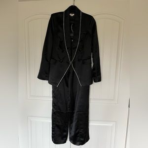 Jason Wu satin black suit with Crystal details size 6